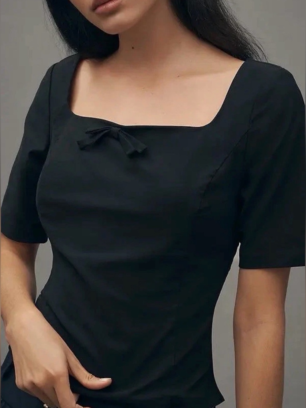 Maeve Short sleeve Square neck Bow Top Size L